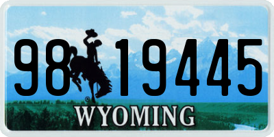 WY license plate 9819445