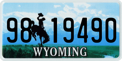 WY license plate 9819490