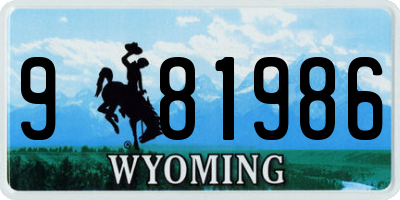 WY license plate 981986
