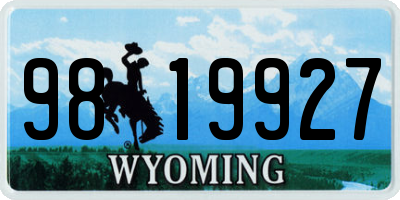 WY license plate 9819927
