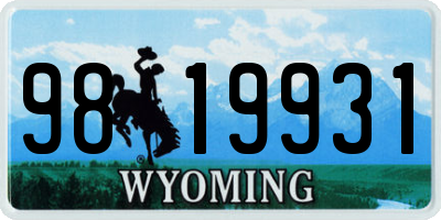 WY license plate 9819931