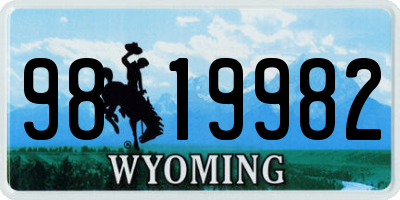 WY license plate 9819982