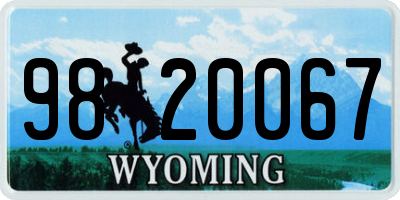 WY license plate 9820067