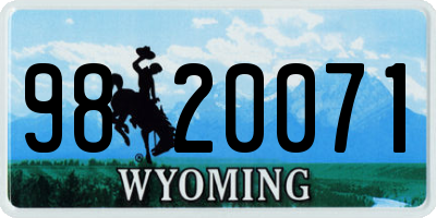 WY license plate 9820071