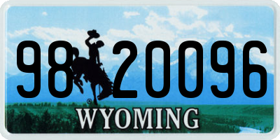 WY license plate 9820096