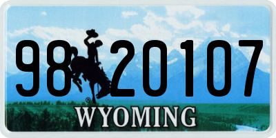 WY license plate 9820107