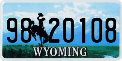 WY license plate 9820108