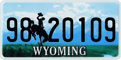 WY license plate 9820109