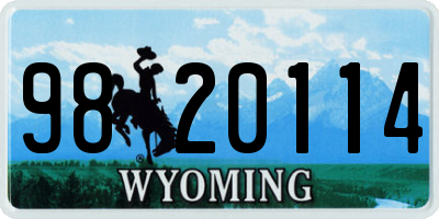 WY license plate 9820114