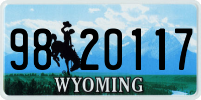 WY license plate 9820117