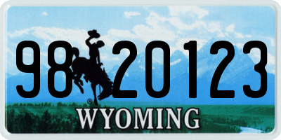 WY license plate 9820123