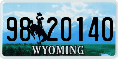 WY license plate 9820140