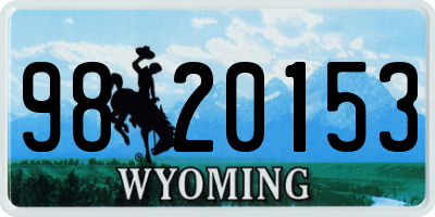 WY license plate 9820153