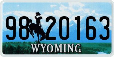 WY license plate 9820163