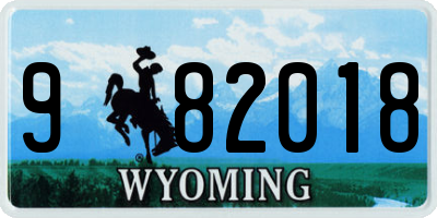 WY license plate 982018