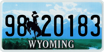 WY license plate 9820183