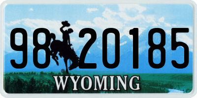 WY license plate 9820185