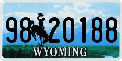 WY license plate 9820188