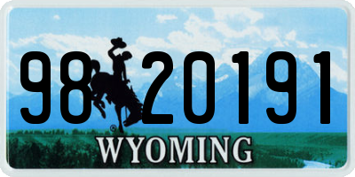 WY license plate 9820191