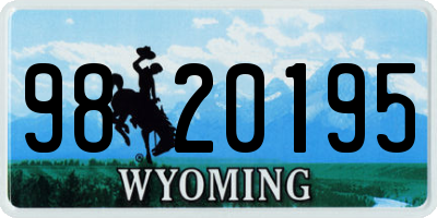 WY license plate 9820195