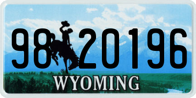 WY license plate 9820196