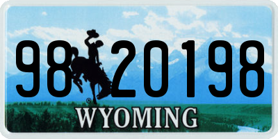 WY license plate 9820198