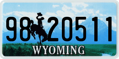 WY license plate 9820511