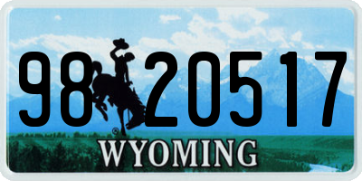 WY license plate 9820517