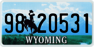 WY license plate 9820531