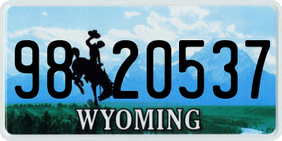 WY license plate 9820537