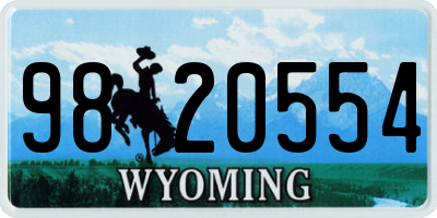 WY license plate 9820554