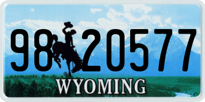 WY license plate 9820577