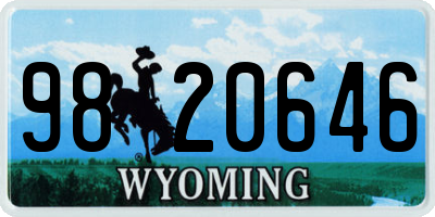 WY license plate 9820646