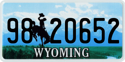 WY license plate 9820652