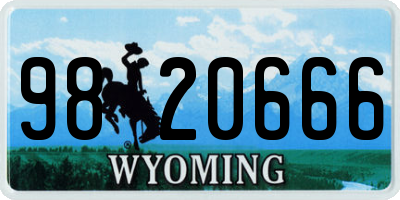 WY license plate 9820666