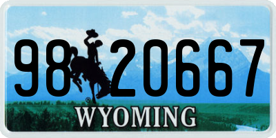 WY license plate 9820667
