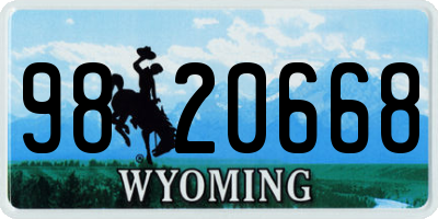WY license plate 9820668
