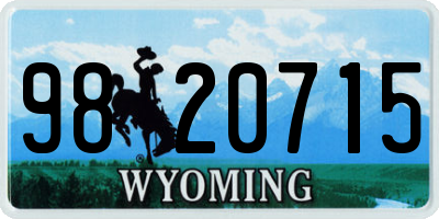 WY license plate 9820715