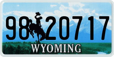 WY license plate 9820717