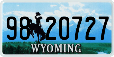 WY license plate 9820727