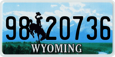 WY license plate 9820736