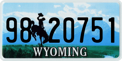WY license plate 9820751