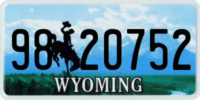 WY license plate 9820752