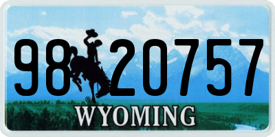 WY license plate 9820757