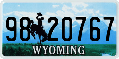 WY license plate 9820767