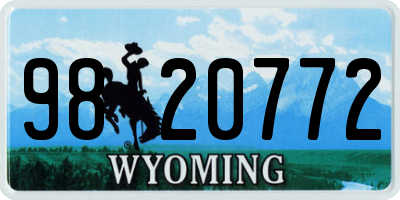 WY license plate 9820772