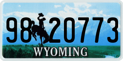 WY license plate 9820773