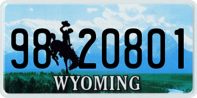 WY license plate 9820801