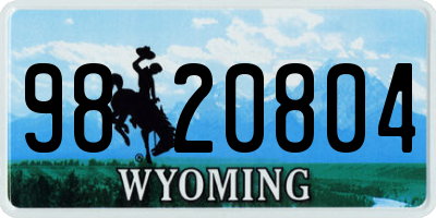 WY license plate 9820804
