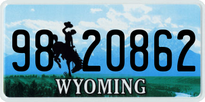 WY license plate 9820862